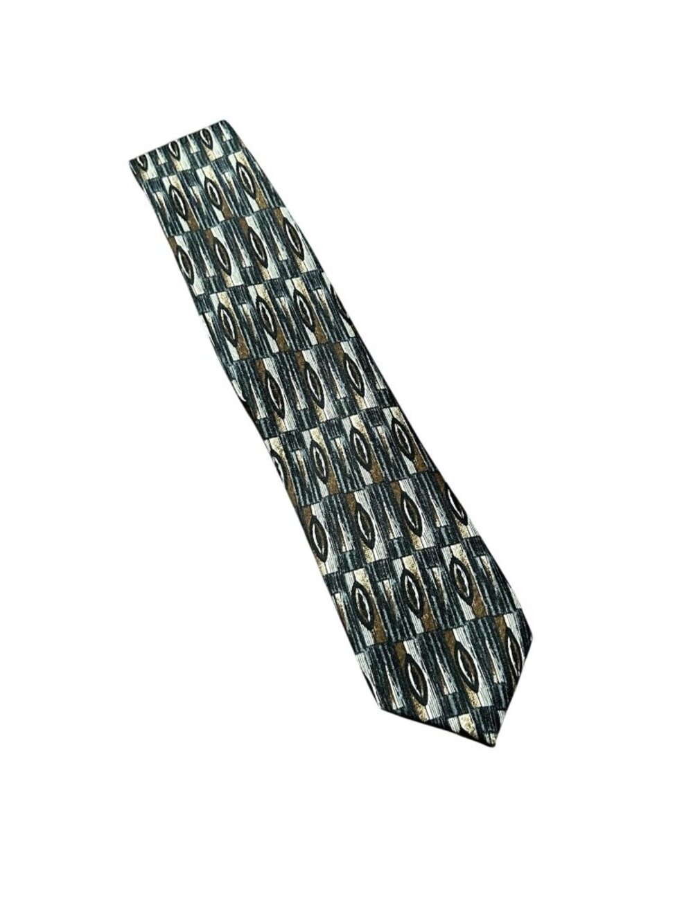 Surrey One Size Brown Black Geometric Pattern Mens Tie Minimalist Retro